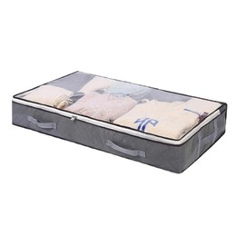 Underbed storage，Under Bed Storage Box with Lids Clothes Storage Bag with Reinforced Handle,Storage Bags with Zip PVC Window for Duvet, Blanket, Clothing, Shoes, 3Pack 90L Grey
