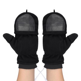 USB Heated Gloves Mitten for Women Men Washable Double Sided Electric Heating Thermal Gloves Unisex Convertible Fingerless Gloves Winter Warm Laptop Gloves for Gaming Typing Cycling Hiking Hand Warmer