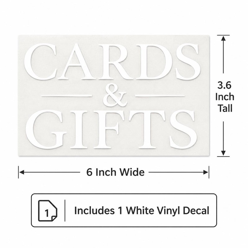 Wedding Card Box Vinyl Decal: White 6 Inch Cards &