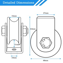 KCNOFNC Pulley with 2 Ball Bearings, Stainless Steel Fitness Pulley, Pulley for 12 mm Ropes, Steel Cable, Load Capacity 500 kg