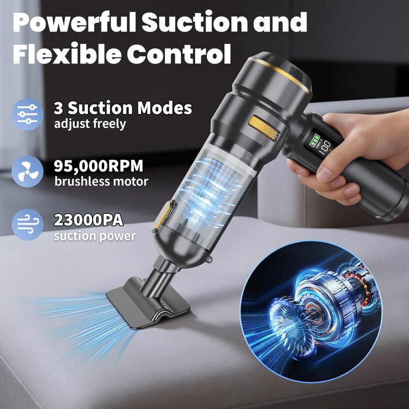 Portable Cordless Mini Handheld Car Vacuum Cleaner,With Digital Display