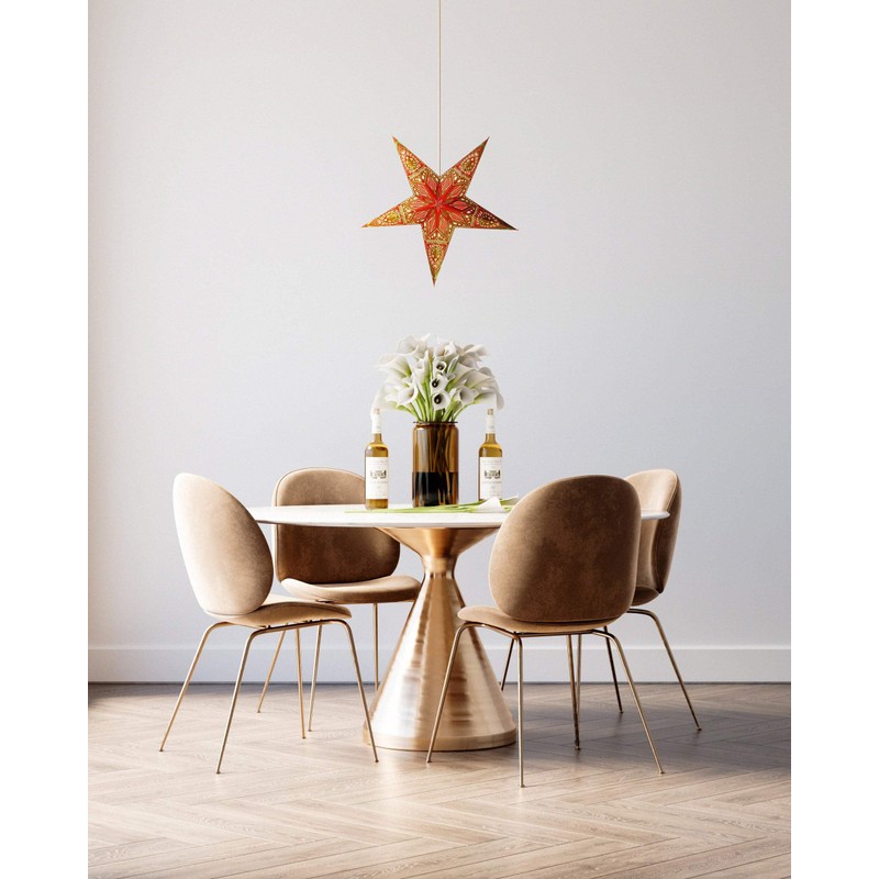 24 Inch Paper Star Lantern, Red Green Twilight Jewel Glitter