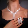 Zoestar Bridal Wedding Jewelry Set Rhinestone Necklace Earrings Baracelet Sets
