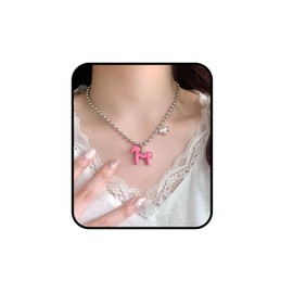 Collar con colgante de caballo para mujer, cadena de abalorio Kawaii rosa con dije de bola Y2K, regalo de joyería de animales divertidos para atuendo de verano