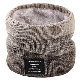 CBValleyol Winter Neck Warmer Fleece Lined Scarf Winter Fleece Thermal Knitted Snood Neck Gaiter for Men Women Outdoor Moto Cycling Ski,Khaki