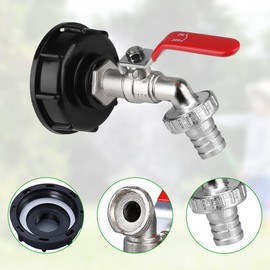 mizikuu IBC Outlet Tap, 3/4 Inch IBC Container Accessories, Ball Outlet Valve, Brass Tank Adapter, Durability, IBC Faucet, S60 x 6, 1000 L Water Tank Tap for IBC Rainwater Tanks