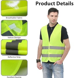 miaomiao High Visibility Vests Car Pack of 5 Reflective Safety Vests for All Sizes