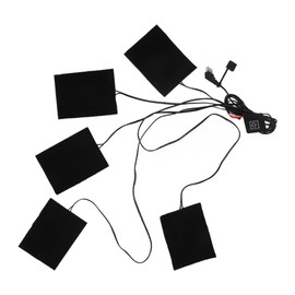 USB Carbon Fiber Heating Pad, 5V 5 in 1 Cloth Electric Heater Pad Silicone Soft Wire, 3 Gears Waterproof Clothes Vest Cloth Heat Pad Clothes Jacket Pads Heater Sheet Electric Cloths Set for Outdoor