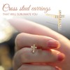 GlamRays 14K Gold Plated Small Cross Stud Earrings, Hypoallergenic Pave