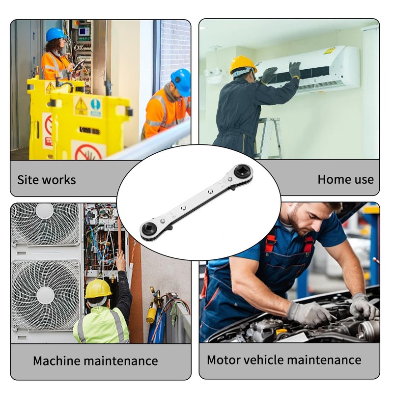 Xiciki Ratchet Spanner, Quad Spanner, Refrigeration Tools, HVAC Service Wrench