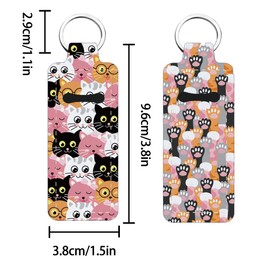 FREEBLOSS 2Pcs Cats Chapstick Holder Keychain 1.5x3.8'' Lip Balm Holder Keychain with Cartoon Cat Pattern Lightweight Lipstick Sleeve Pouch for Women Gift