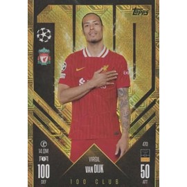 Match Attax 2024 2025 Virgil Van Dijk 100 Club Trading Card