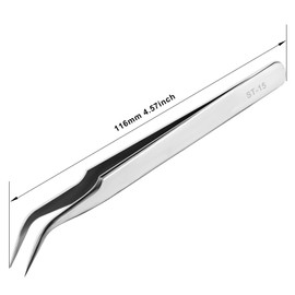 Ainiv Precision Tweezers, Stainless Universal Bent Tip Tweezers, Sewing Machine Tweezer, Non-Magnetic Industrial Tweezers for Craft, Electronics, Soldering, Medical and Experimental Work, Jewelry