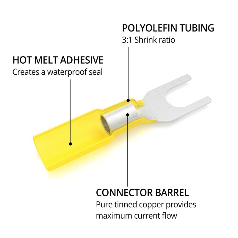 Wirefy 90 PCS Heat Shrink Fork Connectors #10 - Marine