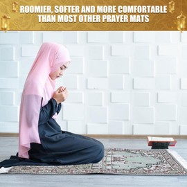 Risipu Muslim Prayer Rug,Portable Prayer Mat for Praying Men, Women, and Kids, Prayer Set, Prayer Rugs Islam,Eid Ramadan Gift,Soft and Luxury (QS)
