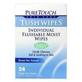Tush Wipes para adultos, 24 toallitas húmedas desechables individuales