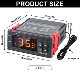 2pcs STC-1000 Digital Temperature Controller, 110-220V Digital Temperature Controller Thermostat, Temperature Monitor Celsius with NTC Sensor Probe, Digital Temperature Controller for Fermentation
