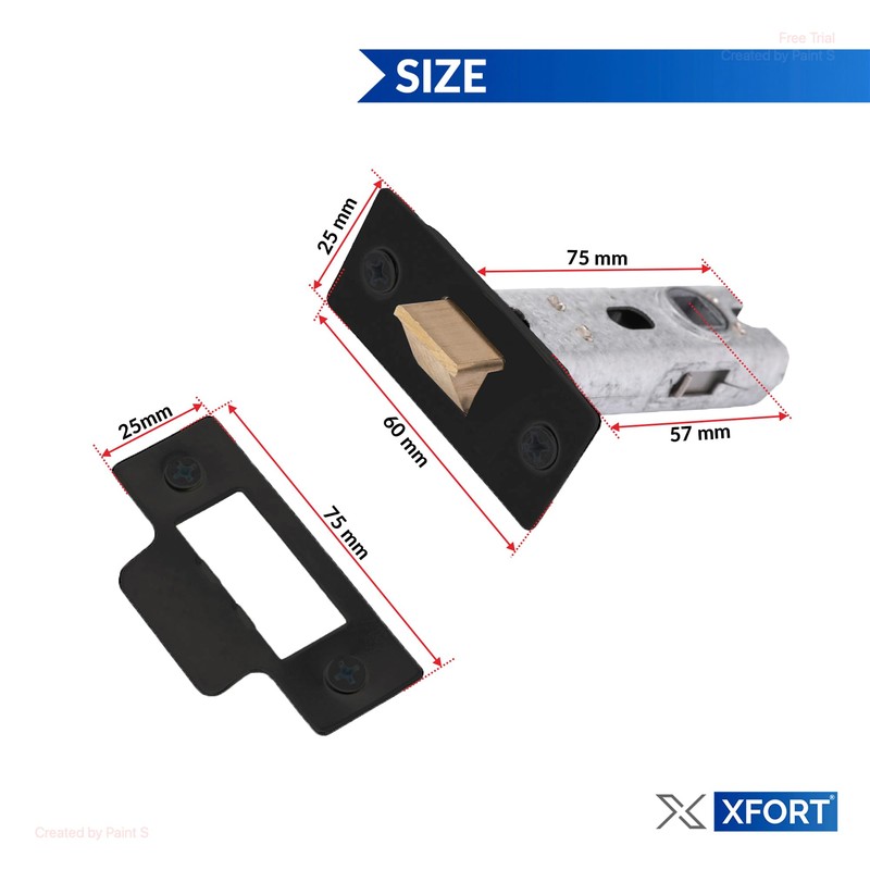 XFORT Tubular Latch, Matt Black, Tubular Door Latch for Internal