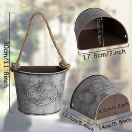 4Pcs Galvanized Metal Hanging Wall Planter, Rustic Wall Flower Vase for Succulents Herbs Country Home Farmhouse Wall Decoration (2)