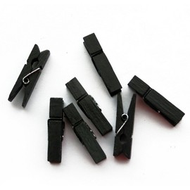 Topxome 100pcs/Set Mini Colored Wooden Clips for Photo Clips Clothespin Paper Peg Pin Craft Decoration Clips Pegs Wedding Decoration (Black)
