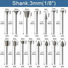Stone Carving Set Diamond Burr Bits Compatible with Dremel, 30PCS Polishing Kits Rotary Tools Accessories with 1/8’ Shank for Carving, Engraving, Grinding, Stone, Rocks, Jewelry, Glass