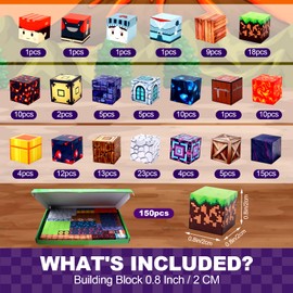150 Stück Magnetische Bausteine, Magnetisches Spielzeug Blöcke, Magnetische Bausteine Bauspielzeug, Magnetisches Blöcke für Jungen Mädchen, STEM Montessori Spielzeug ab 3 Jahre Geschenk für Kinder