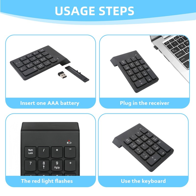 18 Keys Wireless Numeric Keypad 2.4G Portable Ergonomic Mini Numpad