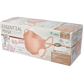 Soft ESSENTIAL MASK FD30-BE Non-woven Mask, Apricot Beige, with Paper Mask Case, 30 Sheets x 4 Packs
