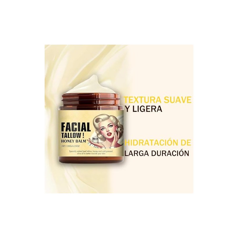 Beef Tallow Crema Hidratante de Sebo de Res con Miel
