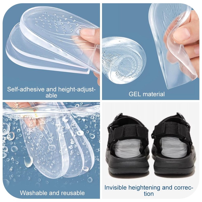 Two Pairs Overpronation Insoles,3 Layers Adjustable Heel Wedge Corrective Inserts,Correct