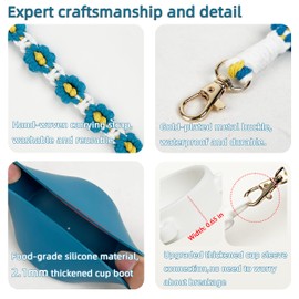 Silicone Boot Set for Owala Water Bottle 24 oz - Includes Water Bottle Handle Strap - Perfect Owala Accessories, Fits Owala Tumbler, Owala Free Sip, for Blue owala (Denim)