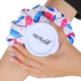 NeoTech Care Ice Bag, Screw Top Fillable, Reusable (Feathers Design, 5 inch)