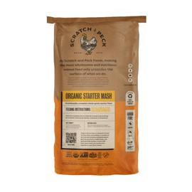 Scratch and Peck Feeds Whole Grain Starter Mash Chicken and Duck Feed - 40 lbs Bag - Corn-Free and Soy-Free - 20.5% Protein, Certified Organic and Non-GMO Project Verified Chicken Food