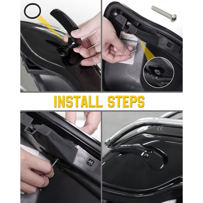 ANONEMOTO Black Saddlebag Latches Kit, Saddlebag Lifters Compatible for Harley