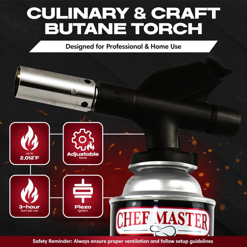 Chef's Torch, Kitchen Torch, Cooking Torch, Refillable Butane Torch Lighter