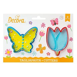 DECORA 0255075 Plastic Butterfly and Flower Cutters Set of 2 9 x Height 2.2 cm Purple
