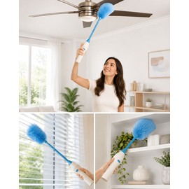 Electric Spin Duster for Household Cleaning – Adjustable Microfiber Dust Brush for Blinds, Fans, Furniture and Tight Spaces
