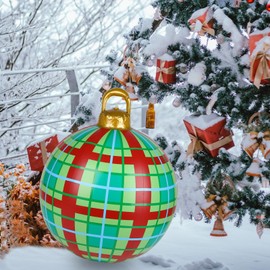 Christmas Inflatable Ball,60cm Christmas Decorated Ball Christmas Outdoor Decorated Ball Large Christmas Hanging Ball Christmas Ornament for Xmas Holiday Wedding Festival Party Yard Decor (Green)