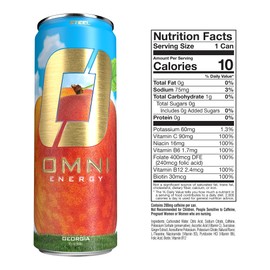 OMNIEnergy Drink Georgia 12 Oz (Pack of 12) | 200mg Caffeine, B Vitamins, Ginger Root Extract | Sugar-Free, Low Calorie, Energy Drink for All-Day Vitality