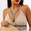 Western Turquoise Lariat Necklace for Women - Adjustable Boho Jewelry