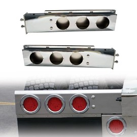 IBESTWOLF Pair Chrome Straight Mud Flap Hanger with Light Cutouts Spring Loaded, 30" Rear Bar Tail Light Box, 4" Light Cutouts, 2-1/2'' Bolt Spacing for Semi Trucks