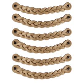 Brute Strength - Leather Drawer Pulls - Braided - Natural - 6 pcs - 7-7/8 x 1 ’’ - Leather Handle - Leather Dresser Pulls - Cabinet knobs Dresser knobs - Dresser handles