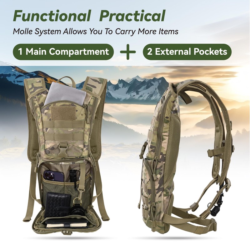 MARCHWAY Tactical Molle Hydration Pack Backpack with 3L TPU Water