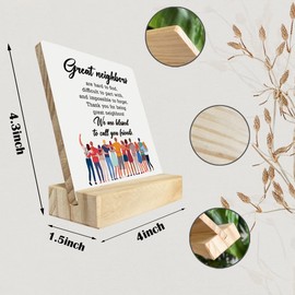 To My Neighbor Wood Plaque, Thank You for Being Great Neighbors, Plaque with Wooden Stand, Meaningful Wood Sign Plaque, Neighbor Friend Gifts-We Are Blessed to Call You Friends, Christmas Gifts B1