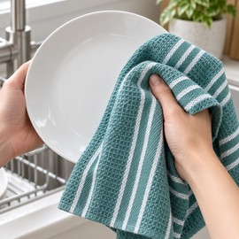 100% Cotton Waffle Dish Cloths for Kitchen Cleaning – Soft, Absorbent & Quick-Drying 3-Pack for Everyday Dishwashing