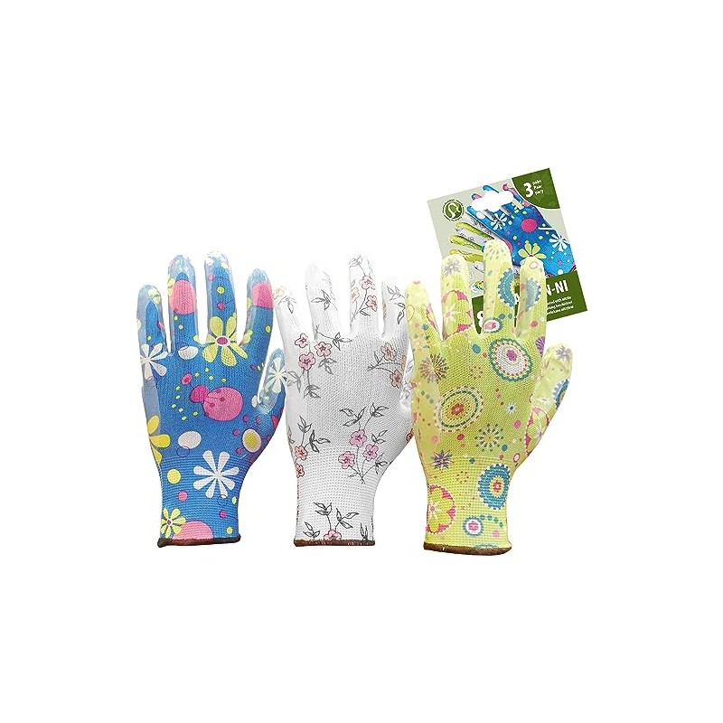 Ladies Deluxe Gardening Work Gloves (3 Pairs) Gift for Women