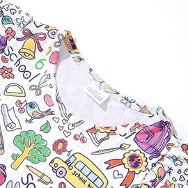 Yuromoon Toddler Girls Back to School Print Dresses Pencil Flutter Sleeve Clothes School Outfits 6-7Y