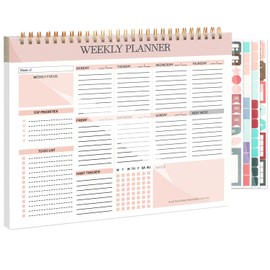 COZY CORE Weekly To-Do List Notepad - Undated Weekly Planner with 52 Tear-Off Sheets, Habit Tracker & Productivity Organizer for Home, School, and Work, 9.7" x 7.2", Pink (Pink)
