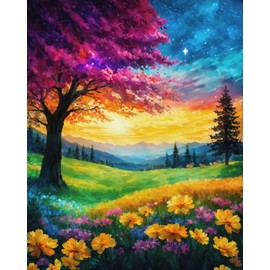 Paint By Numbers Kit For Adults, Scenery Paint By Numbers,Tree Painting By Numbers For Adults, Diy Oil Painting For Kids, Without Frame Paint By Number On Canvas For Gift Home Wall Decor(16x20inch)
