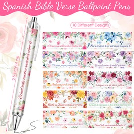 Sinload 80 Pcs Spanish Bible Verse Ballpoint Pens Christian Gifts for Women Inspirational Religious Pens Bulk Appreciation Gifts for Staff Employee Coworker Office Church Floral Flower Pens